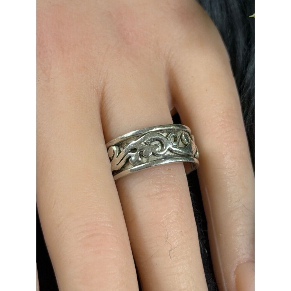 Silver 925 Scroll Spinner Ring - image 3